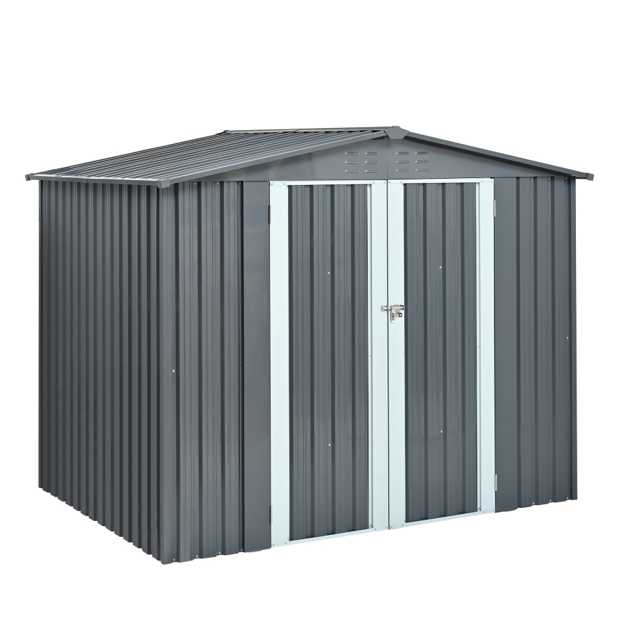 金属製の収納庫（ダブルドア付き）、頑丈な亜鉛メッキ鋼製屋外ガ - Heavy Equipment Storage Yard のレビューと価格