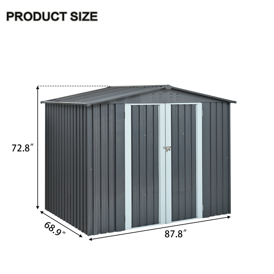 金属製の収納庫（ダブルドア付き）、頑丈な亜鉛メッキ鋼製屋外ガ - Heavy Equipment Storage Yard のレビューと価格